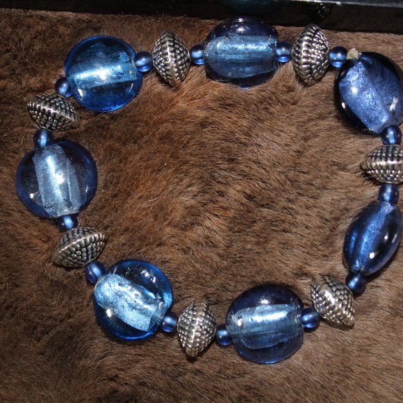 Figaro Couture Quartz Watch Bracelet And Matching Stretch Bracelet Blue/Silver🌻 - Picture 3 of 9